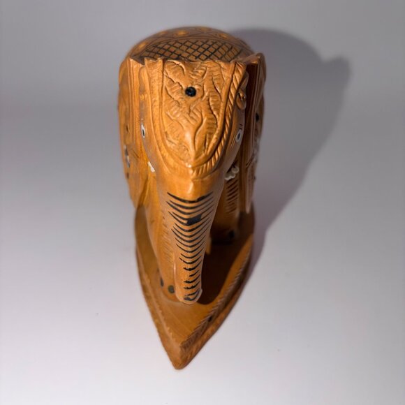 Hand-Carved Wooden Indian Elephant Figurine | Lucky Charm – Artisan Decor - Picture 8 of 11